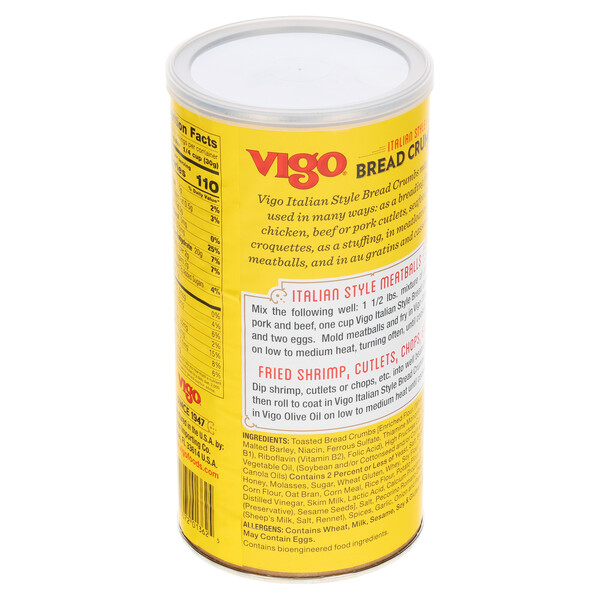 Back and top Vigo 24 oz Seasoned Italian Style Bread Crumbs