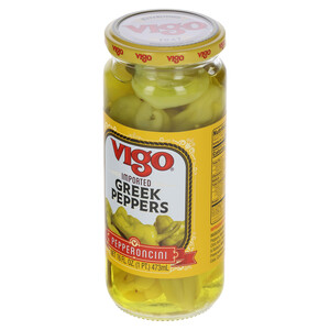 Right three-quarter view of Vigo 16 fl. oz Greek Peppers