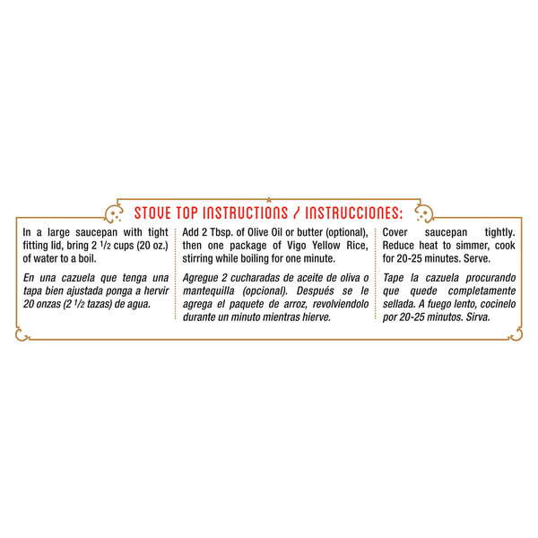 Instructions Vigo 10 oz Yellow Rice