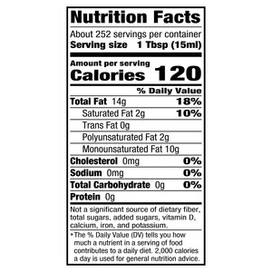 Nutrition facts Vigo 1 gal 100% Pure Olive Oil