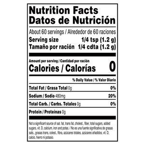 Nutrition facts Alessi 2.83 oz Sea Salt Grinder