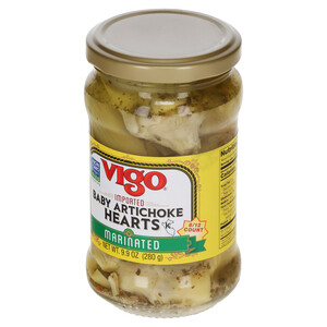 Right three-quarter view of Vigo 9.9 oz Marinated Baby Artichoke Hearts