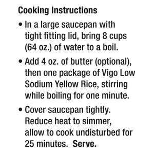 Instructions Vigo 2 lbs Vigo Loso Yellow Rice