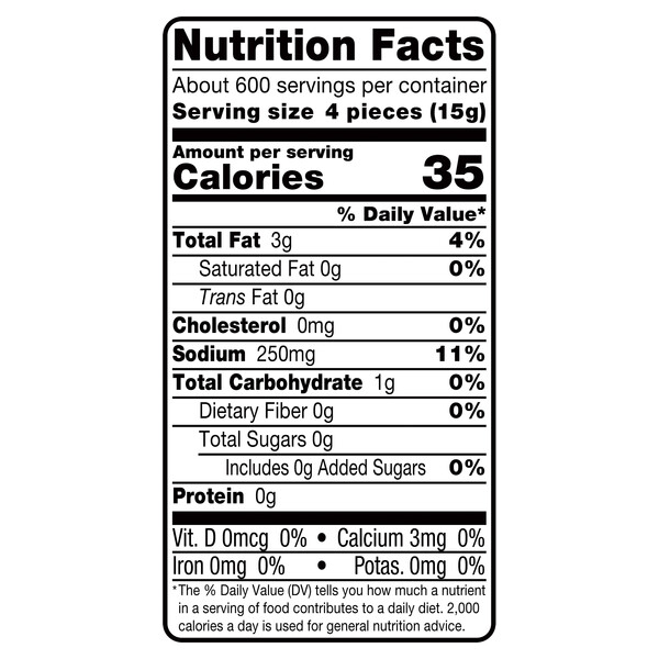 Nutrition facts Vigo 19.84 lbs Pitted Calamata Olives