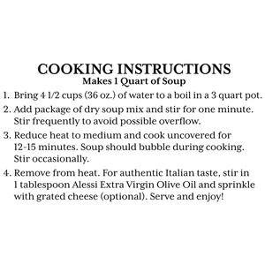 Instructions Alessi 6 oz Tuscan Farro & Bean Minestrone Soup