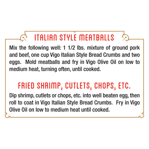 Instructions Vigo 16 oz Seasoned Italian Style Bread Crumbs