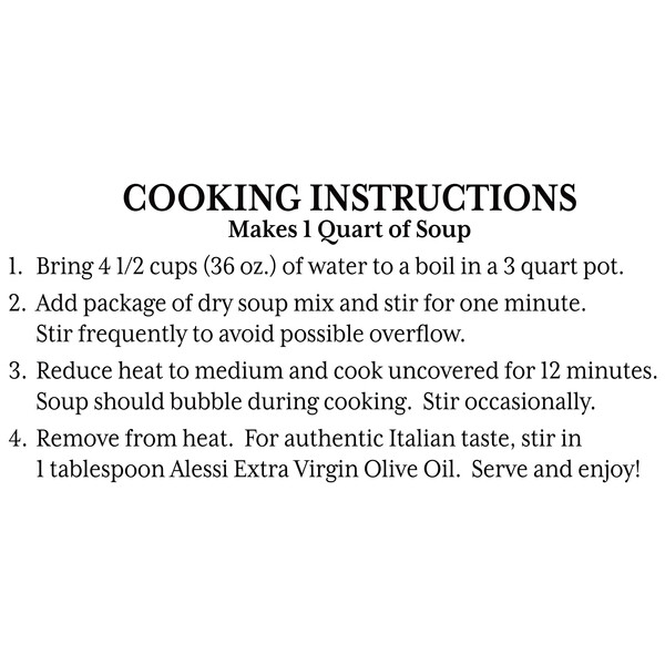Instructions Alessi 6 oz Sicilian Split Pea Soup