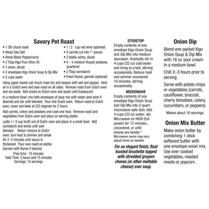 Instructions Vigo 2 oz Onion Soup & Dip Mix