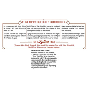 Instructions Vigo 6 oz Black Beans & Rice Dinner