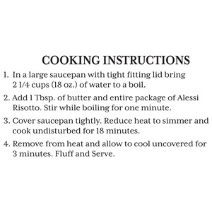 Instructions Alessi 6.5 oz Risotto Cacio e Pepe
