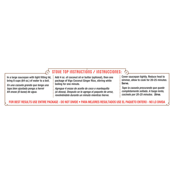 Instructions Vigo 2 lbs Coconut Ginger Rice Dinner