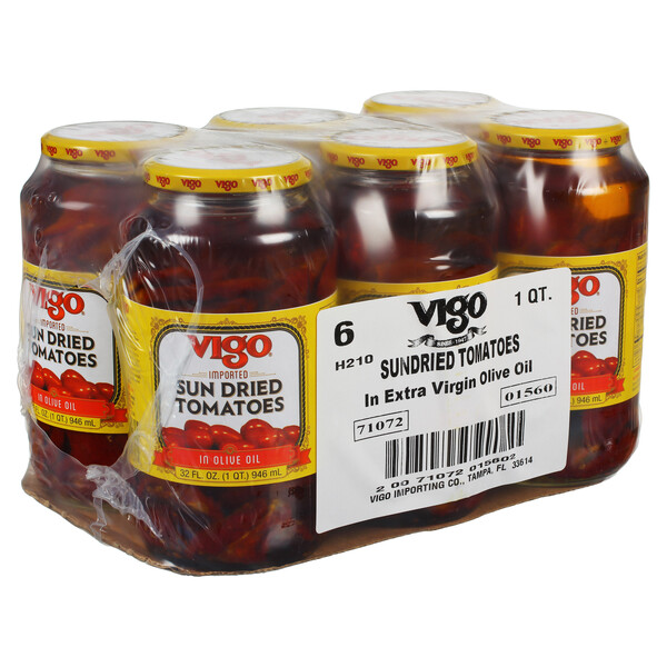 Left three-quarter view Vigo 32 fl. oz Sun Dried Tomatoes in Oil