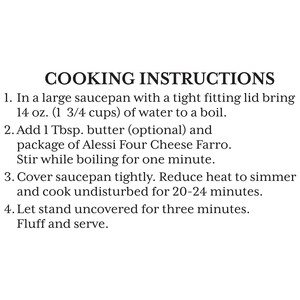Instructions Alessi 7 oz Four Cheese Farro