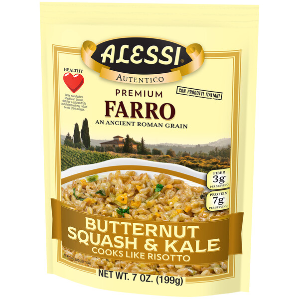 Right three-quarter view of Alessi 7 oz Butternut Squash & Kale Farro