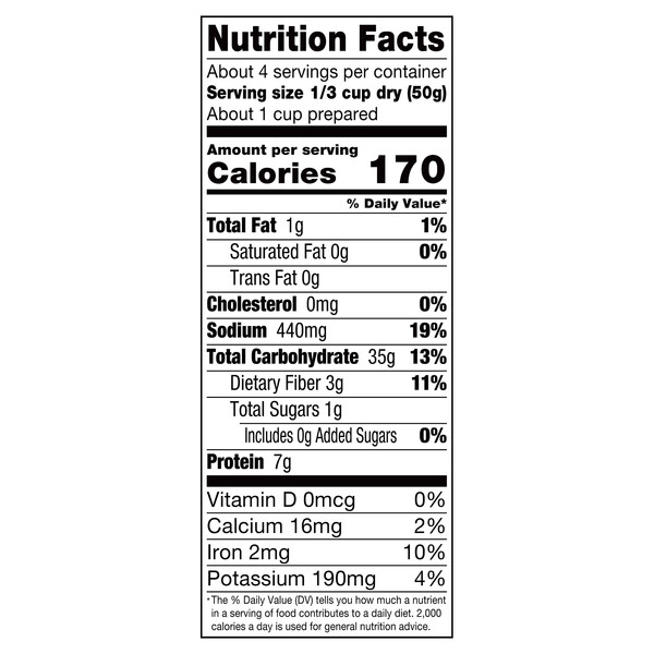 Nutrition facts Alessi 7 oz Porcini Mushroom Farro