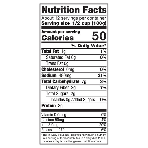 Nutrition facts Vigo 3.43 lbs Hearts of Palm Medallions