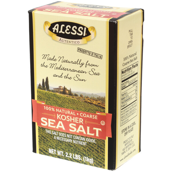 Right three-quarter view of Alessi 2.2 lbs Kosher Sea Salt