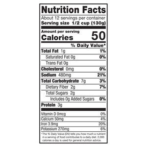 Nutrition facts Vigo 3.43 lbs Hearts of Palm Medallions