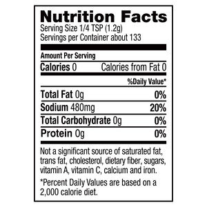 Nutrition facts Alessi 5.64 oz Coarse Sea Salt Grinder