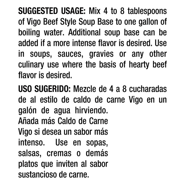 Instructions Vigo 5 lbs Beef Flavored Soup Base