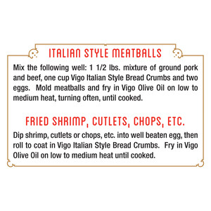 Instructions Vigo 16 oz Seasoned Italian Style Bread Crumbs