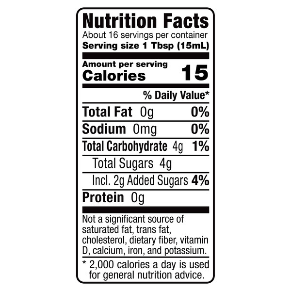 Nutrition facts Alessi 8.5 fl. oz Organic Balsamic Vinegar