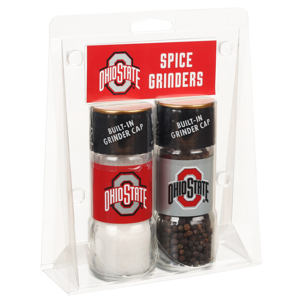 Left three-quarter view Vigo 4.17 oz Ohio State University® Buckeyes® Grinder Set