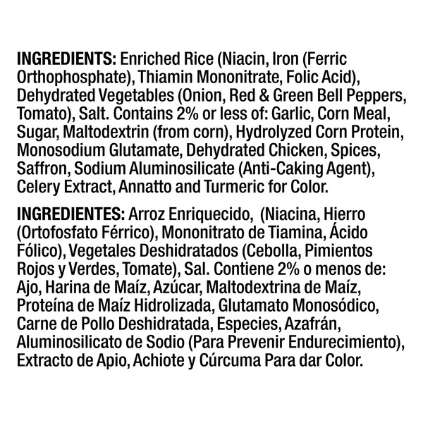 Ingredients Vigo 5 oz Yellow Rice Dinner