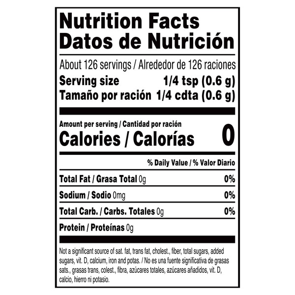Nutrition facts Custom Grinders 1.34 oz Black Pepper Grinder