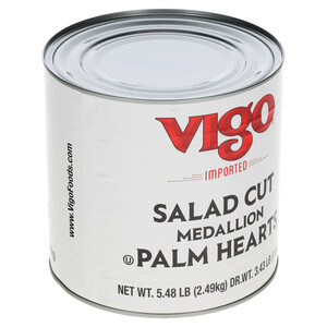 Left three-quarter view Vigo 3.43 lbs Hearts of Palm Medallions