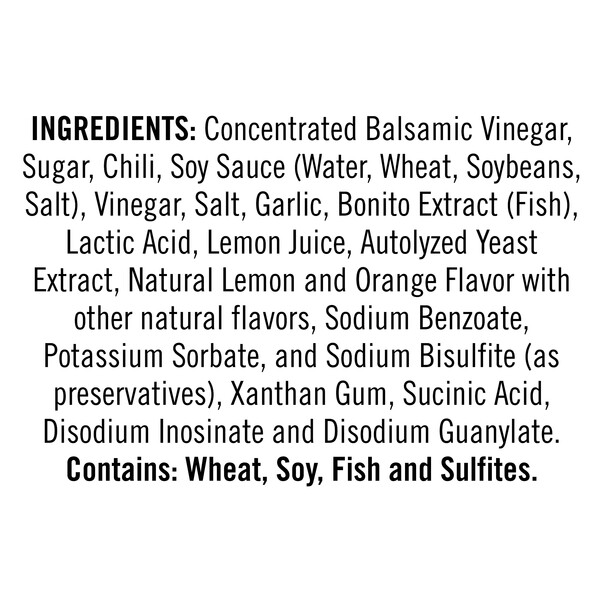 Ingredients Alessi 8.5 fl. oz Sweet Chili Sauce Balsamic Vinegar