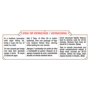 Instructions Vigo 8 oz Low Sodium Yellow Rice Dinner