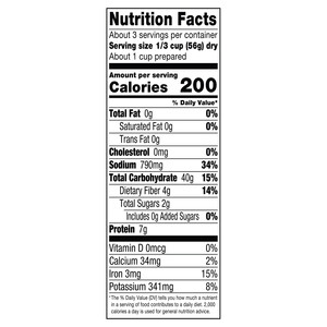 Nutrition facts Vigo 6 oz Black Beans & Rice Dinner
