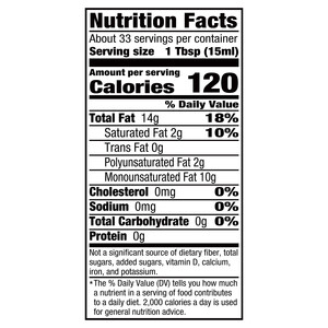Nutrition facts Vigo 17 fl. oz Vigo Pure Olive Oil