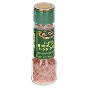 Left three-quarter view Alessi 5.64 oz Himalayan Pink Salt Grinder