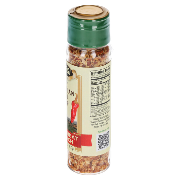 Right and top Alessi 3.1 oz Calabrian Chili Crisp Shaker