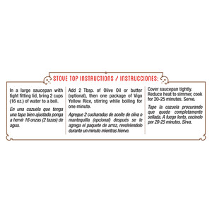 Instructions Vigo 8 oz Yellow Rice Dinner