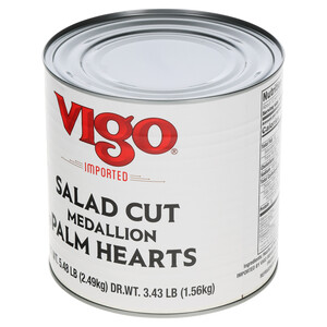 Right three-quarter view of Vigo 3.43 lbs Hearts of Palm Medallions