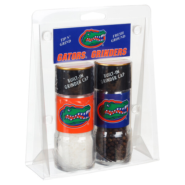 Left three-quarter view Alessi 4.17 oz University of Florida® Gators® Grinder Set