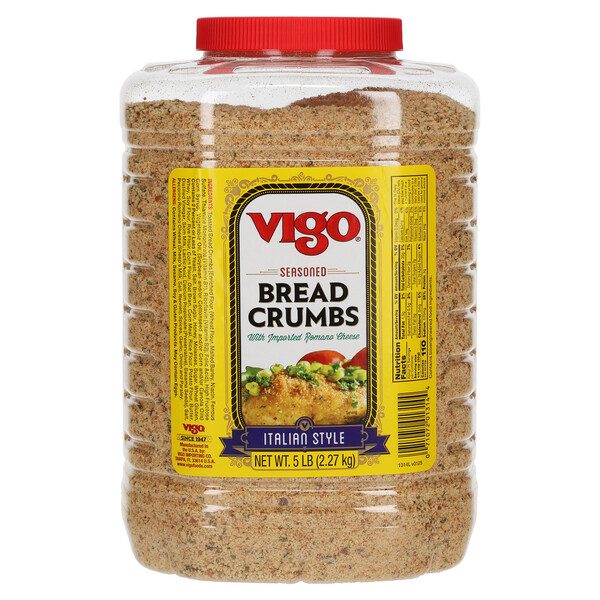 First image Vigo 5 lbs Seasoned Italian Style Bread Crumbs Jug