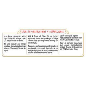 Instructions Vigo 16 oz Yellow Rice Dinner