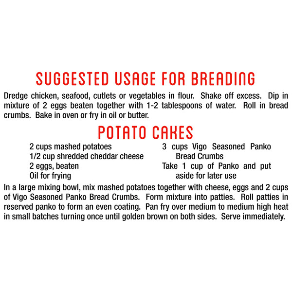 Instructions Vigo 8 oz Seasoned Panko Bread Crumbs