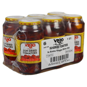 Left three-quarter view Vigo 32 fl. oz Sun Dried Tomatoes in Oil