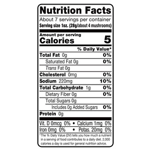 Nutrition facts Vigo 12 oz Marinated Mushrooms