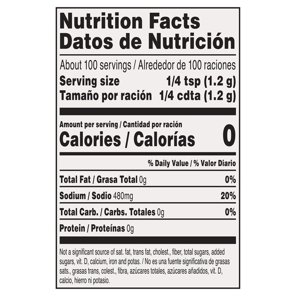 Nutrition facts Trade East 4.25 oz Sea Salt Grinder