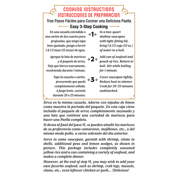 Instructions Vigo 8 oz Paella Valenciana