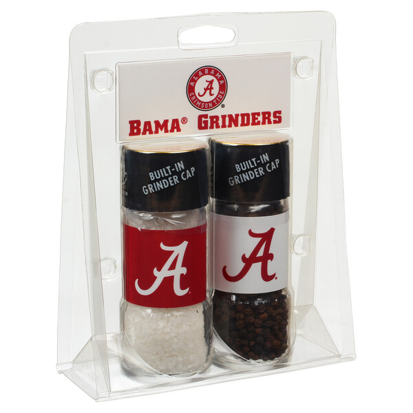 Left three-quarter view Alessi 4.17 oz University of Alabama&reg; Crimson Tide&reg; Grinder Set