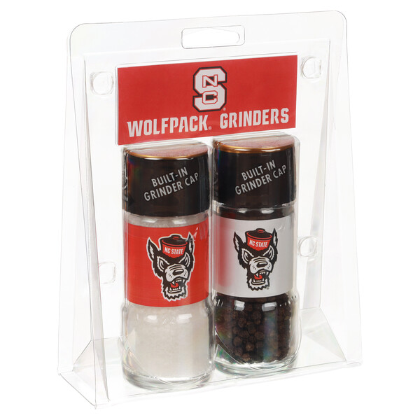 Left three-quarter view Alessi 4.17 oz NC State&reg; Wolfpack&reg; Grinder Set