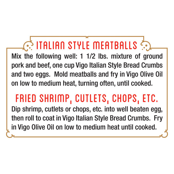Instructions Vigo 24 oz Seasoned Italian Style Bread Crumbs