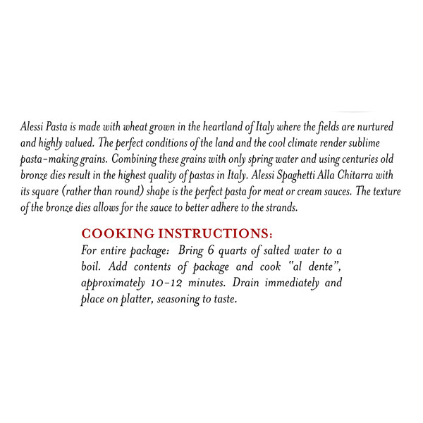 Instructions Alessi 16 oz Organic Spaghetti Alla Chitarra
